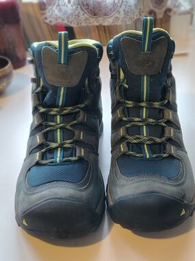 KEEN Women's Hiking Boots in Navy and Gray with Lime Accents